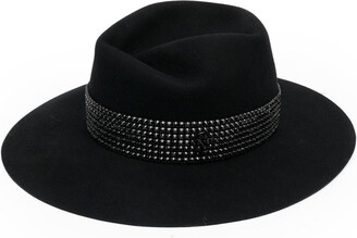 Maison Michel Virginie strass belt on wool felt fedora hat