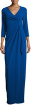 Thumbnail for your product : Rickie Freeman For Teri Jon 3/4-Sleeve Ruched Column Gown, Royal