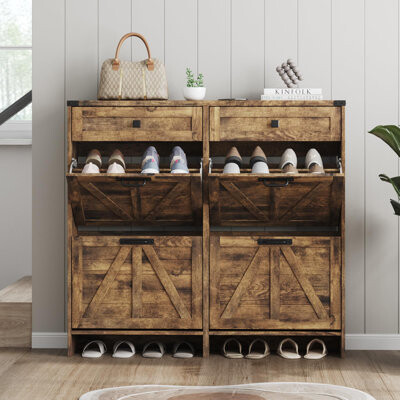 Freestanding Shoe Cabinet Wtih 4 Flip Drawers & 2 Drawers
