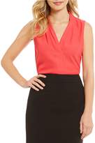 Thumbnail for your product : Calvin Klein Pleated Sleeveless V-Neck Shell
