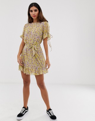 The East Order arlo floral mini dress with belt