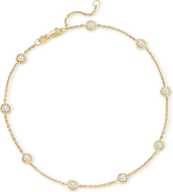 Ross-Simons Diamond Station Anklet in 14kt Yellow Gold