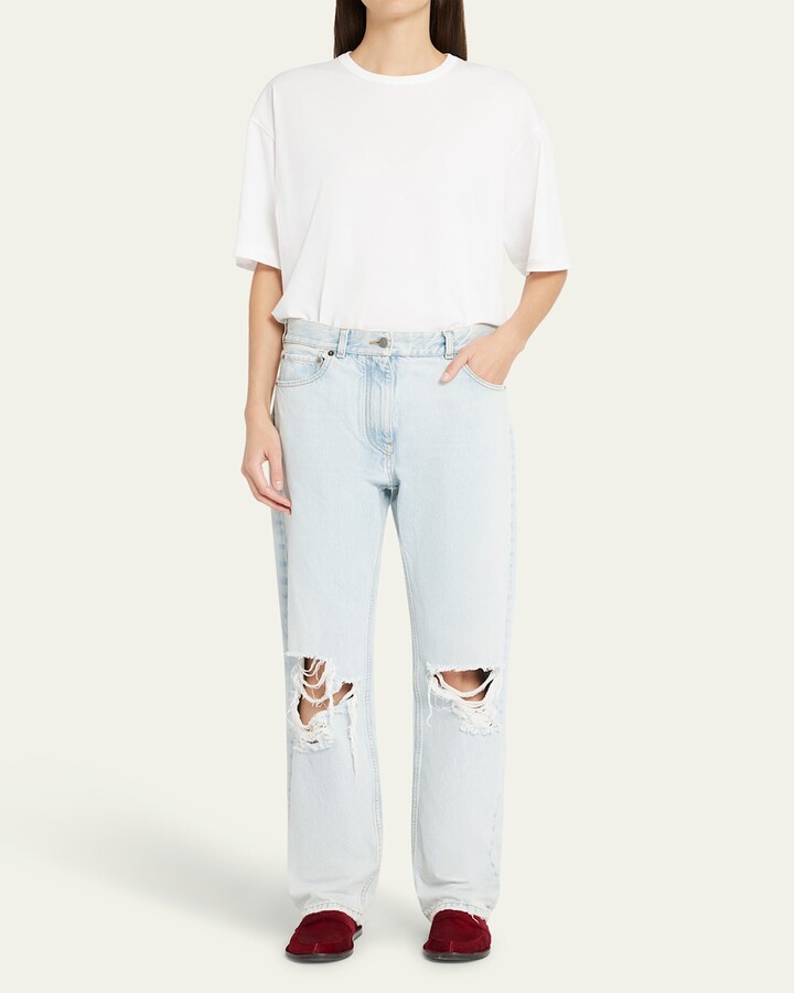 The Row Burty Distressed Straight-Leg Jeans