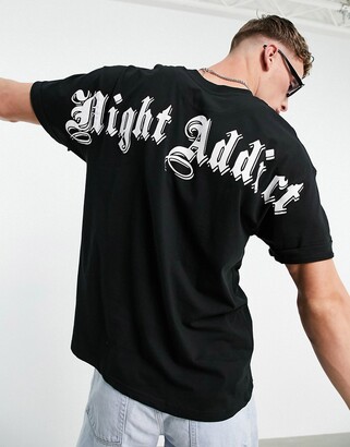 Night Addict logo back printed t-shirt in black - ShopStyle