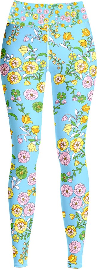 Jessie Zhao New York High Waist Yoga Leggings In Blue Garden