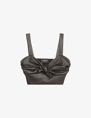 The Kooples Faux-leather cropped top