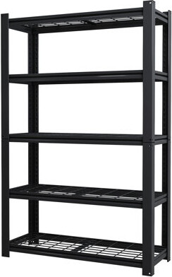 IntrospectiveIncline Heavy Duty Black Metal Shelf Organizer With 2000 Lbs Loading Adjustable Shelves For Garage And Office - Rust- 72\