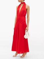 Thumbnail for your product : Roland Mouret Katana Halterneck Wool-crepe Dress - Red