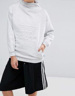 adidas Nyc Grey High Neck Trefoil Sweatshirt