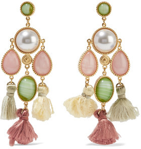 Ben-Amun Gold-Plated, Faux Pearl, Stone And Tassel Earrings