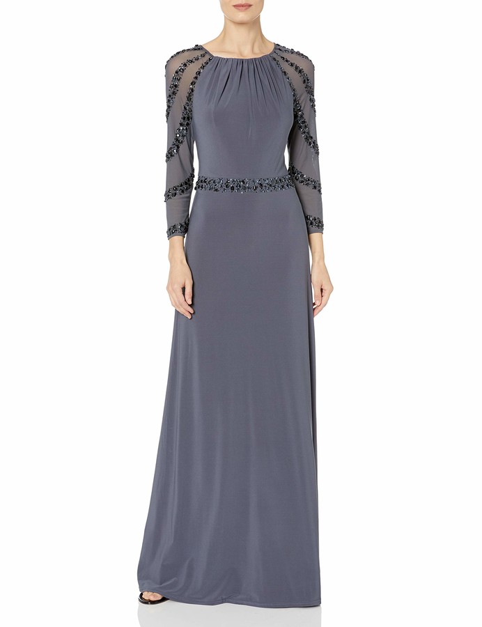 marina embellished v neck gown