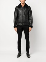 Thumbnail for your product : Salvatore Santoro Pointed-Collar Zipped Leather Jacket