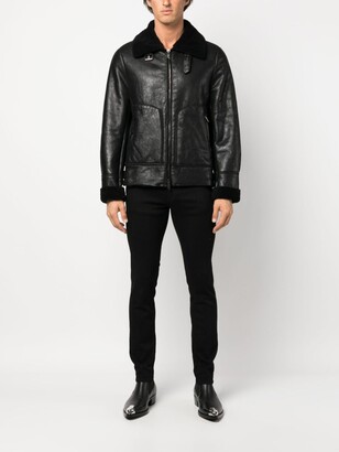 Salvatore Santoro Pointed-Collar Zipped Leather Jacket