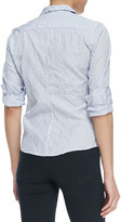Thumbnail for your product : Frank & Eileen Barry Buttoned Striped Shirt, White/Blue