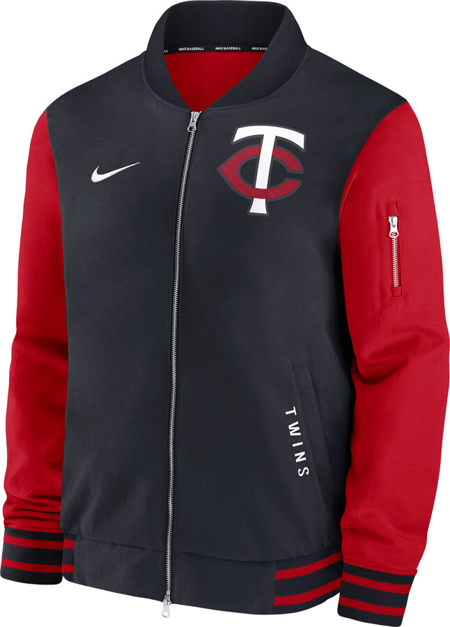 Nike Minnesota Twins Authentic Collection Dugout Men's MLB Full-Zip Bomber Jacket in Blue | 02F30C7ITIS-TZ7
