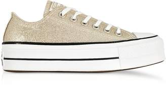 Converse Limited Edition Chuck Taylor All Star High Light Gold Glitter Textured Canvas Flatform Sneakers