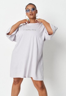 Missguided Plus Size Lilac Acid Wash Oversized T Shirt Dress - ShopStyle