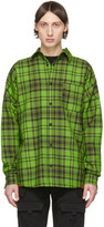Thumbnail for your product : Palm Angels Green and Black Check Logo Overshirt