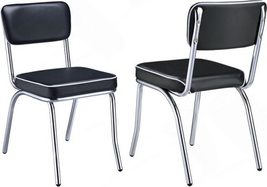 Orren Ellis Black and Chrome Upholstered Side Chairs (Set of 2)