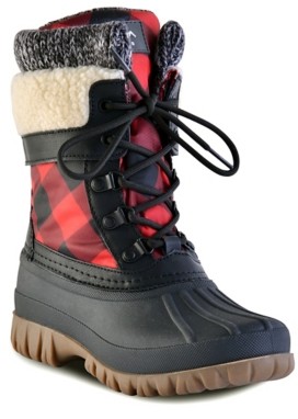 red and black plaid womens boots