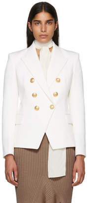 Balmain White Wool Six-Button Blazer