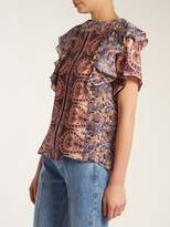 Thumbnail for your product : Sea Ruffle-trimmed Silk Top - Womens - Purple Multi