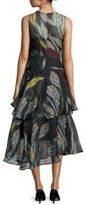 Thumbnail for your product : LK Bennett Kalia Tiered Floral-Print Silk Dress