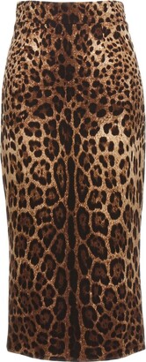 Dolce & Gabbana Leopard-Printed Calf-Length Skirt