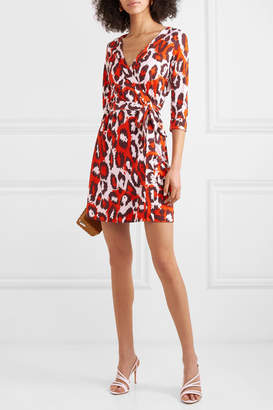 Diane von Furstenberg Julian Leopard-print Silk-jersey Mini Wrap Dress