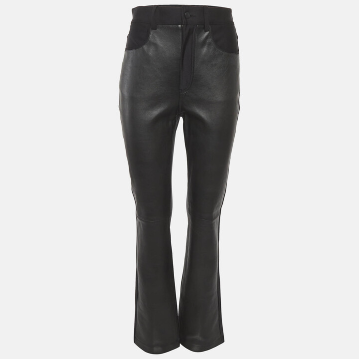 Alexander Wang Black Leather Wide Leg Pants S