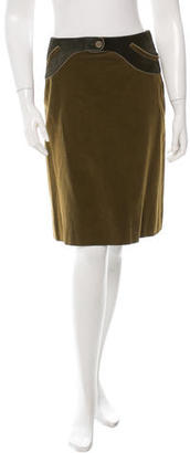 Nina Ricci Fur-Paneled Corduroy Skirt