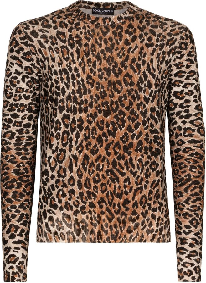 Dolce & Gabbana Leopard-Print Jumper - ShopStyle Crewneck Sweaters