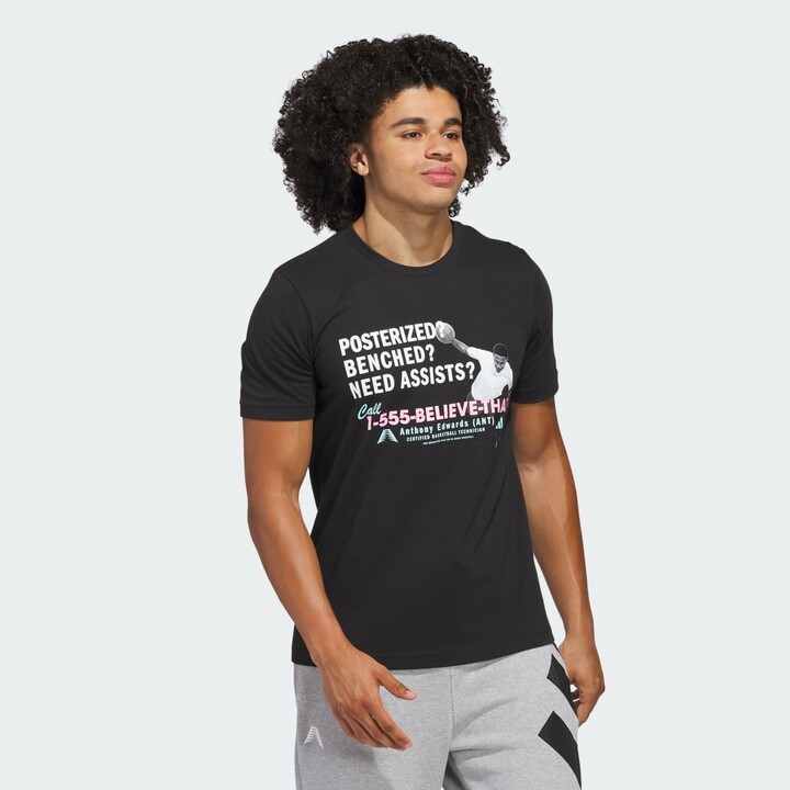 adidas Anthony Edwards Billboard Tee Black S Mens