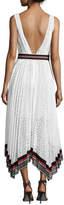 Thumbnail for your product : Oscar de la Renta Cotton Eyelet Sleeveless V-Neck Midi Dress, White