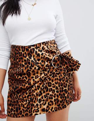 PrettyLittleThing Leopard Print Mini Skirt With Ring Detail