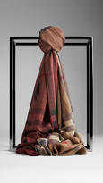 Thumbnail for your product : Burberry Check Ombre Wool Silk Scarf