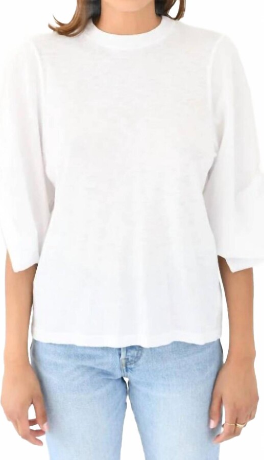 Stateside Supima Slub Tee With Sleeve Twist In White