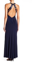 Thumbnail for your product : Sequin Hearts Sheer Beaded Neck Gown
