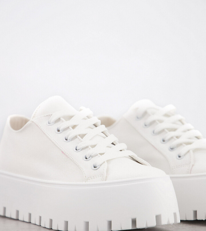 Platform Sneakers Womens White Trainers Asos ASOS DESIGN Wide Fit
