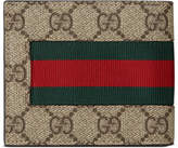 Thumbnail for your product : Gucci Web GG Supreme Bi-Fold Wallet with Bee, Beige