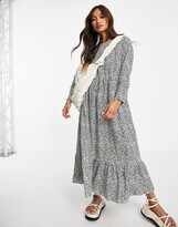 Thumbnail for your product : Glamorous midi smock dress with pleated hem in black daisy print