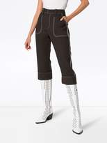 Thumbnail for your product : Chloé cropped stitched virgin wool blend trousers