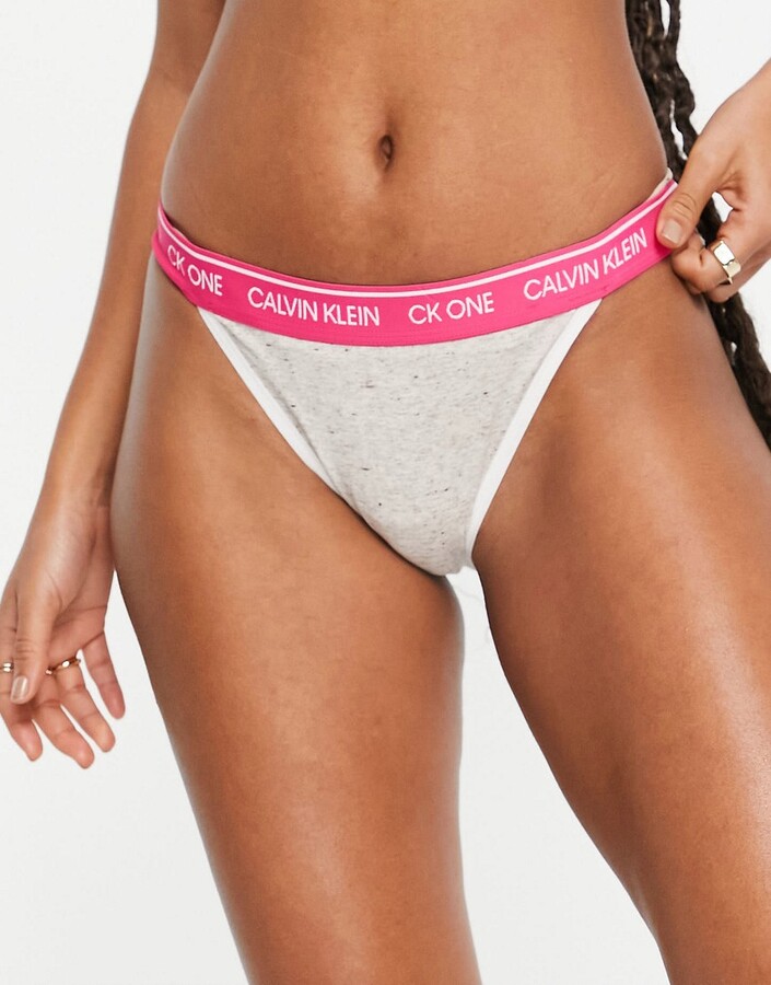 Calvin Klein One high leg tanga brazilian brief in gray heather and pink -  ShopStyle Panties