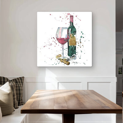 Begin Edition International Inc. Bottle of Red Wine - Illustrative Kitchen Metal Print Decor