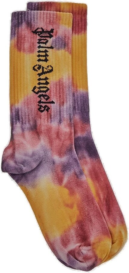 Palm Angels Kids Logo-Intarsia Tie-Dyed Socks