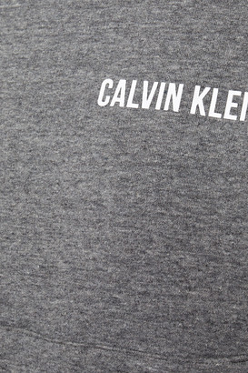 Calvin Klein Performance Printed Mélange Cotton-blend Fleece Hoodie