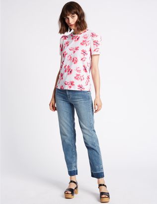 Marks and Spencer Drop Hem Mid Rise Straight Leg Jeans