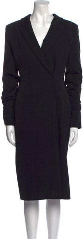 Acne Studios Sheath Dress Black Long Sleeve with V-Neck Designer