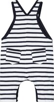 Thumbnail for your product : Petit Bateau White Salopette With Blue Lines For Baby Boy