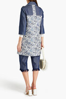 Thumbnail for your product : Andrew Gn Denim-paneled floral-jacquard coat